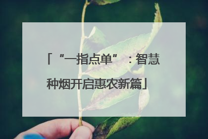 “一指点单”：智慧种烟开启惠农新篇