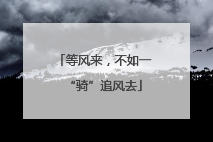 等风来，不如一“骑”追风去