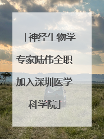 神经生物学专家陆伟全职加入深圳医学科学院