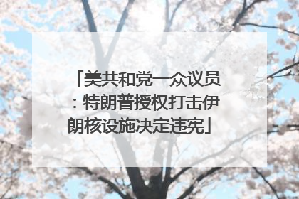 美共和党一众议员：特朗普授权打击伊朗核设施决定违宪