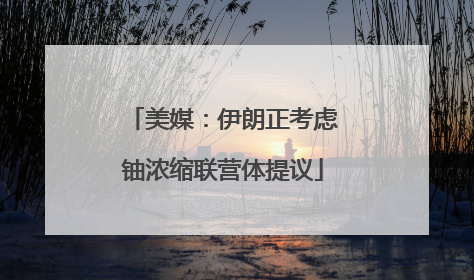 美媒：伊朗正考虑铀浓缩联营体提议