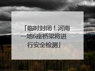 临时封闭！河南一地6座桥梁将进行安全检测