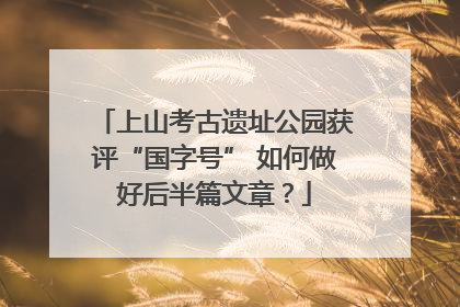 上山考古遗址公园获评“国字号” 如何做好后半篇文章？