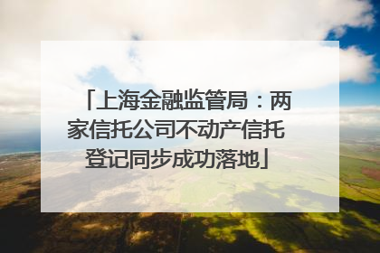 上海金融监管局：两家信托公司不动产信托登记同步成功落地