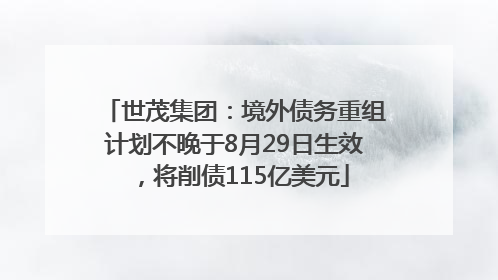 世茂集团：境外债务重组计划不晚于8月29日生效，将削债115亿美元