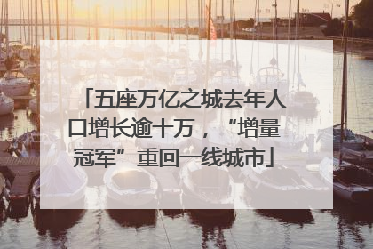 五座万亿之城去年人口增长逾十万，“增量冠军”重回一线城市