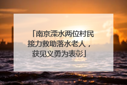 南京溧水两位村民接力救助落水老人，获见义勇为表彰