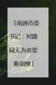 南通市委书记：对庸碌无为者果断调整