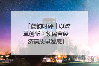 儒韵时评丨以改革创新引领民营经济高质量发展