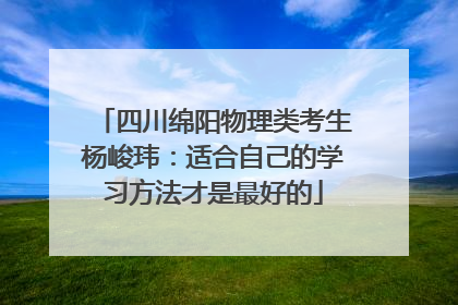 四川绵阳物理类考生杨峻玮：适合自己的学习方法才是最好的