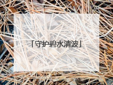 守护碧水清波