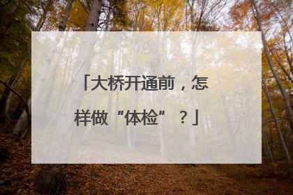 大桥开通前，怎样做“体检”？