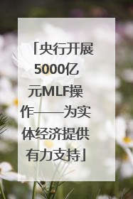 央行开展5000亿元MLF操作——为实体经济提供有力支持