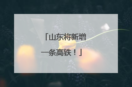 山东将新增一条高铁！