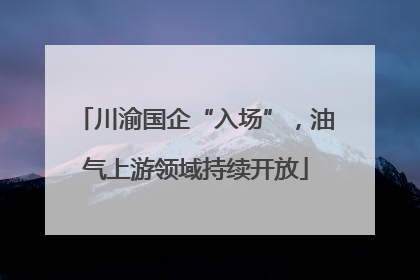 川渝国企“入场”，油气上游领域持续开放