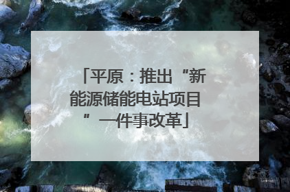 平原：推出“新能源储能电站项目”一件事改革