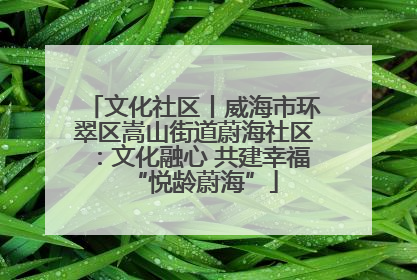 文化社区丨威海市环翠区嵩山街道蔚海社区：文化融心 共建幸福“悦龄蔚海”