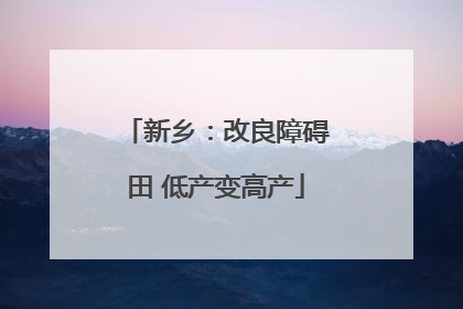 新乡：改良障碍田 低产变高产