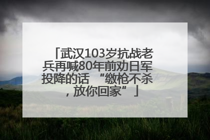 武汉103岁抗战老兵再喊80年前劝日军投降的话 “缴枪不杀，放你回家”