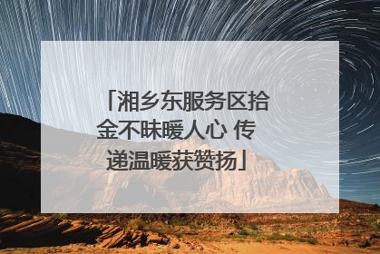 湘乡东服务区拾金不昧暖人心 传递温暖获赞扬
