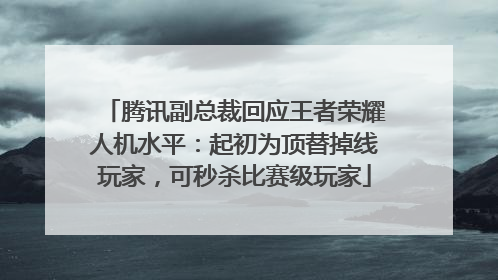 腾讯副总裁回应王者荣耀人机水平：起初为顶替掉线玩家，可秒杀比赛级玩家