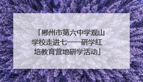 郴州市第六中学观山学校走进七一一研学红培教育营地研学活动