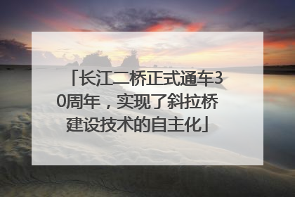 长江二桥正式通车30周年，实现了斜拉桥建设技术的自主化