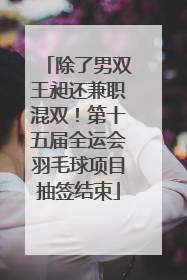 除了男双王昶还兼职混双！第十五届全运会羽毛球项目抽签结束