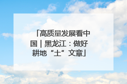 高质量发展看中国｜黑龙江：做好耕地“土”文章