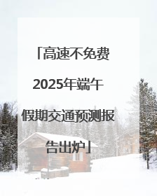 高速不免费 2025年端午假期交通预测报告出炉